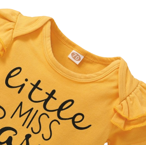 The Malia - Baby Girl Yellow Short Sleeve Crew Neck Tops + Floral Shorts + Headband