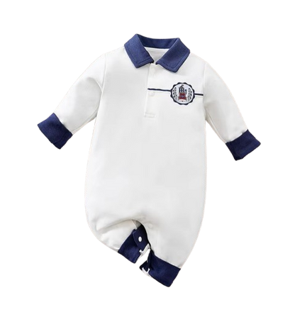 The Matias - Baby Boy White Casual Polo Shirt Jumpsuit