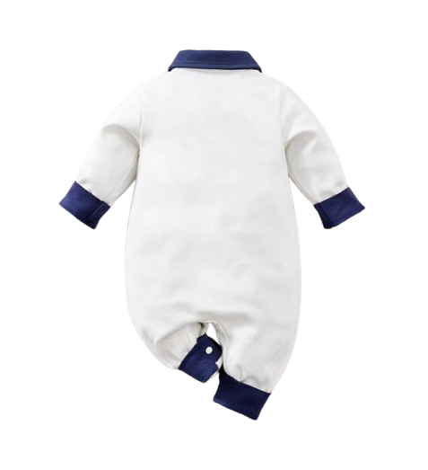 The Matias - Baby Boy White Casual Polo Shirt Jumpsuit