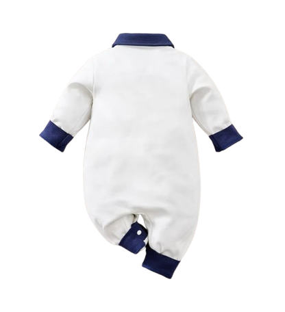 The Matias - Baby Boy White Casual Polo Shirt Jumpsuit