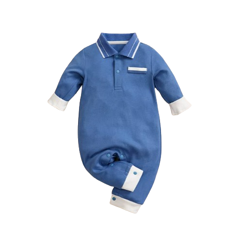 The Matteo - Baby Boy Blue Preschool Long Sleeve Jumpsuit