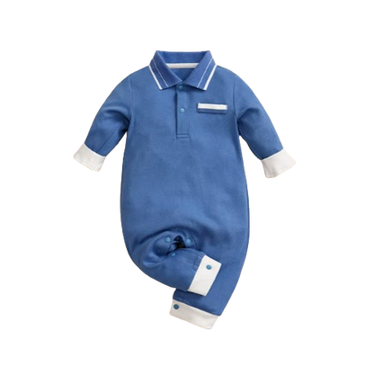 The Matteo - Baby Boy Blue Preschool Long Sleeve Jumpsuit