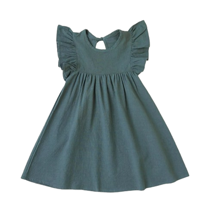 The Maya - Baby Girl Flying Sleeve Tie-back Dress