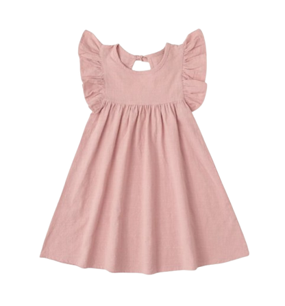 The Maya - Baby Girl Flying Sleeve Tie-back Dress