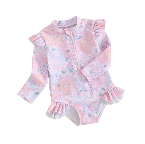 The Milani - Baby Girl Cute Ruffle Floral Swimwear