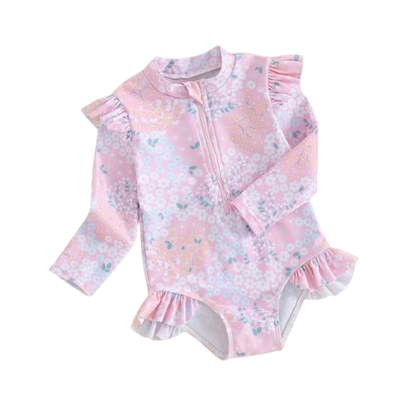 The Milani - Baby Girl Cute Ruffle Floral Swimwear