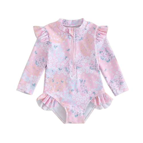 The Milani - Baby Girl Cute Ruffle Floral Swimwear