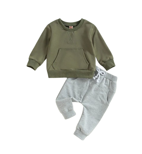 The Miles - Baby Unisex Casual Embroidery Pocket Long Sleeve Sweatshirts + Long Pants