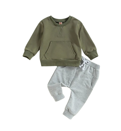 The Miles - Baby Unisex Casual Embroidery Pocket Long Sleeve Sweatshirts + Long Pants