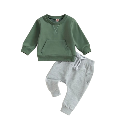 The Miles - Baby Unisex Casual Embroidery Pocket Long Sleeve Sweatshirts + Long Pants