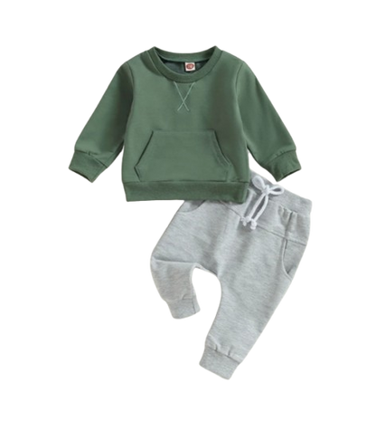 The Miles - Baby Unisex Casual Embroidery Pocket Long Sleeve Sweatshirts + Long Pants