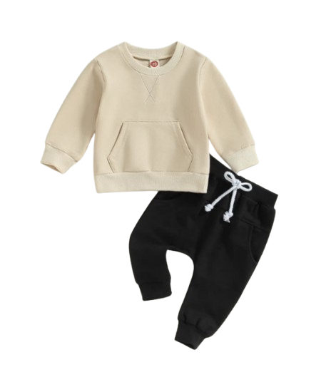 The Miles - Baby Unisex Casual Embroidery Pocket Long Sleeve Sweatshirts + Long Pants