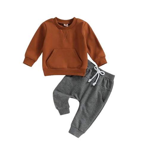 The Miles - Baby Unisex Casual Embroidery Pocket Long Sleeve Sweatshirts + Long Pants