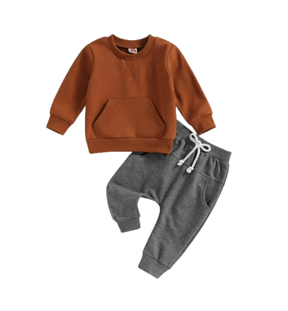 The Miles - Baby Unisex Casual Embroidery Pocket Long Sleeve Sweatshirts + Long Pants