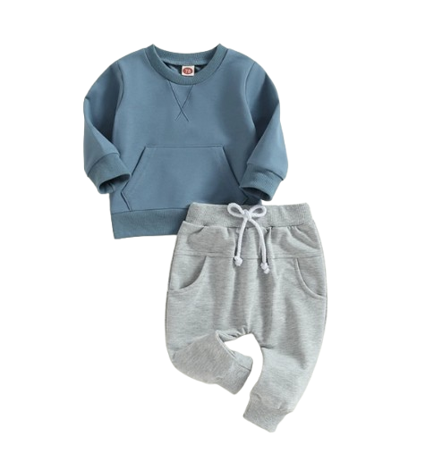 The Miles - Baby Unisex Casual Embroidery Pocket Long Sleeve Sweatshirts + Long Pants