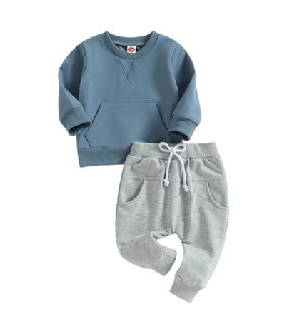 The Miles - Baby Unisex Casual Embroidery Pocket Long Sleeve Sweatshirts + Long Pants