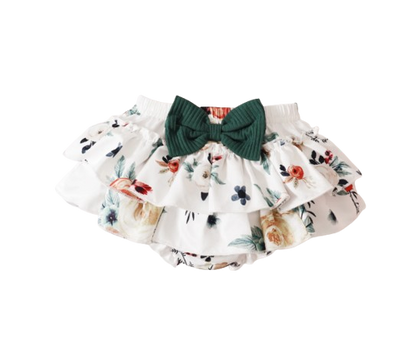 The Miriam - Baby Girl Green Short Sleeve Top + Floral Shorts + Headband