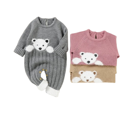 The Myles - Baby Unisex Bear Design Knitted Romper