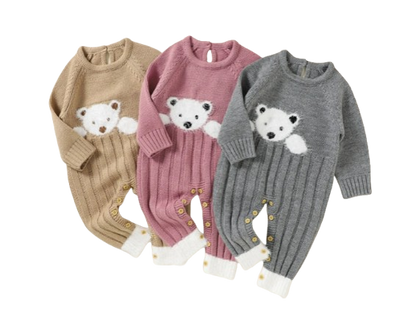 The Myles - Baby Unisex Bear Design Knitted Romper