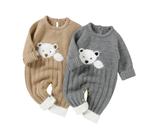 The Myles - Baby Unisex Bear Design Knitted Romper