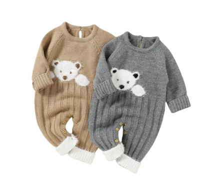 The Myles - Baby Unisex Bear Design Knitted Romper