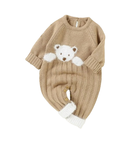 The Myles - Baby Unisex Bear Design Knitted Romper