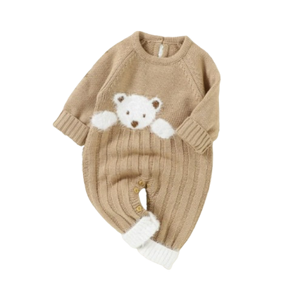 The Myles - Baby Unisex Bear Design Knitted Romper