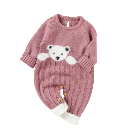 The Myles - Baby Unisex Bear Design Knitted Romper