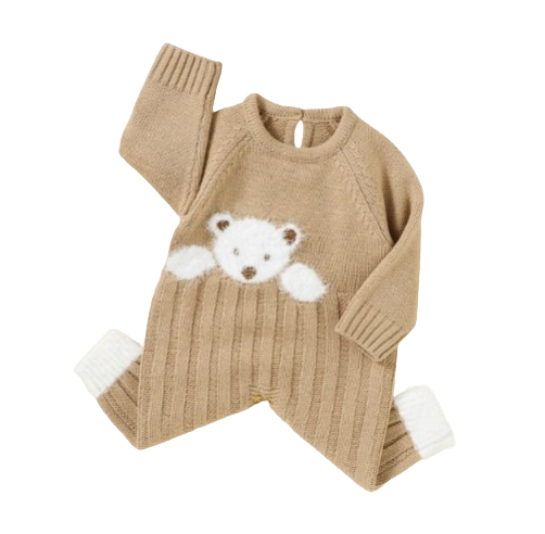 The Myles - Baby Unisex Bear Design Knitted Romper