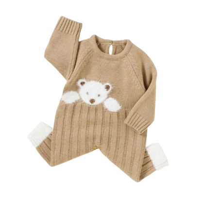 The Myles - Baby Unisex Bear Design Knitted Romper