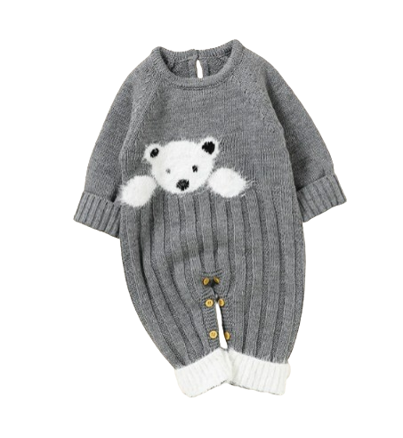 The Myles - Baby Unisex Bear Design Knitted Romper