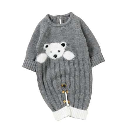 The Myles - Baby Unisex Bear Design Knitted Romper