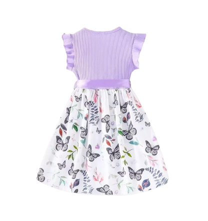 The Natalie - Baby Girl Ruffled Sleeve Butterfly Floral Tulle Cute Princess Formal Dresses with Belt