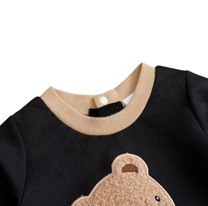 The Nathan - Baby Boy Teddy Bear Short Plush Embroidery Long Sleeve Jumpsuits