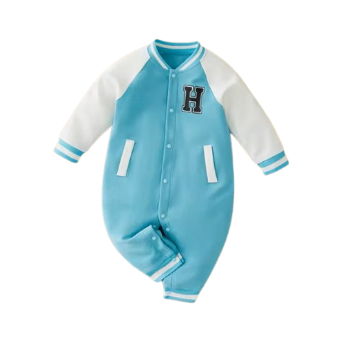 The Nolan - Baby Boy Baseball Long-Sleeved Letter Long Sleeves And Trousers Jumpsuit