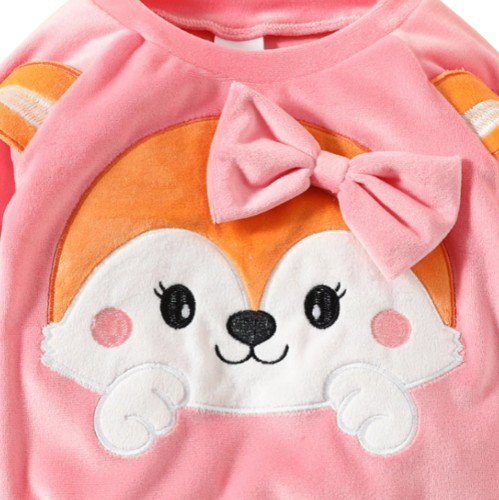 The Nora - Baby Girl Fleece Cute Bow Fox Fluff Long Sleeve + Pants