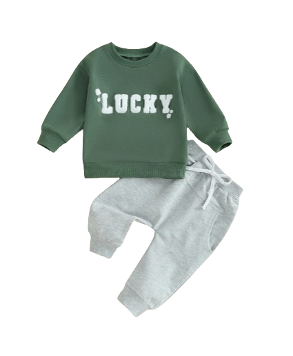 The Oliver - Baby Boy Lucky Embroidery Sweatshirt + Pants