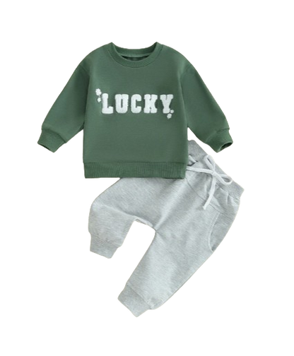 The Oliver - Baby Boy Lucky Embroidery Sweatshirt + Pants