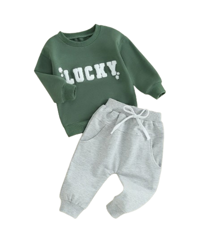 The Oliver - Baby Boy Lucky Embroidery Sweatshirt + Pants