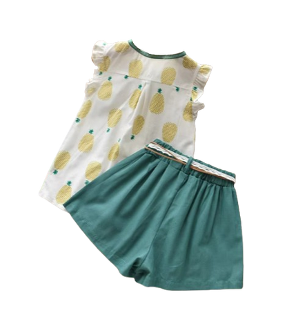 The Penelope - Baby Girl Pineapple Print Sleeveless Tops + Shorts