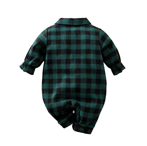 The Rhett - Baby Boy Green Plaid Rompers