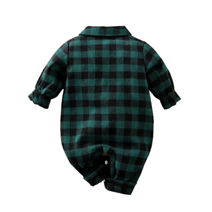 The Rhett - Baby Boy Green Plaid Rompers