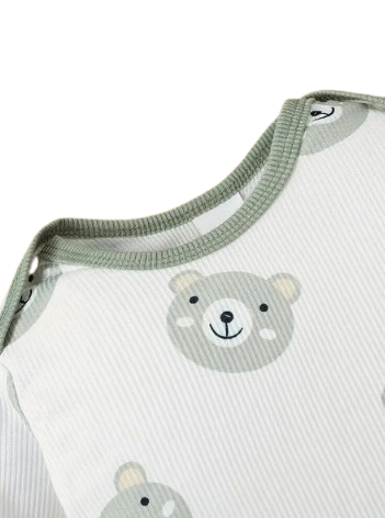 The Ricky - Bear Print Round Neck Long Sleeve + Pants + Hat