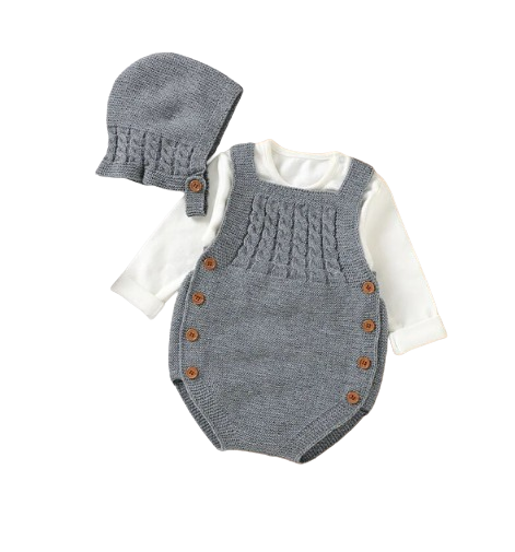 The River - Newborn Baby 2PC Knitted Bodysuit & Hat Set – Sleeveless Spring Autumn Outfit