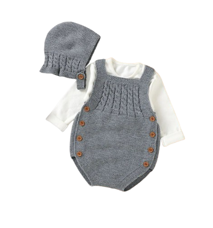 The River - Newborn Baby 2PC Knitted Bodysuit & Hat Set – Sleeveless Spring Autumn Outfit