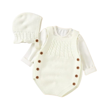 The River - Newborn Baby 2PC Knitted Bodysuit & Hat Set – Sleeveless Spring Autumn Outfit
