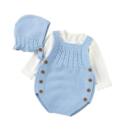 The River - Newborn Baby 2PC Knitted Bodysuit & Hat Set – Sleeveless Spring Autumn Outfit
