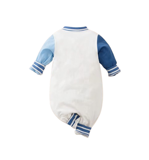 The Roman - Baby Boy  Cute Baseball Suit Teddy Bear Embroidered Cotton Bodysuit