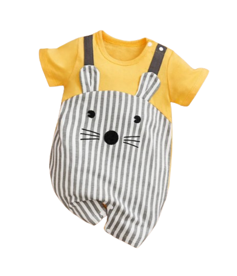 The Roman - Baby Unisex Yellow Mouse Print Jumpsuit