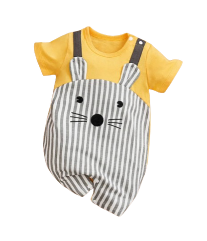 The Roman - Baby Unisex Yellow Mouse Print Jumpsuit